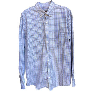 Cherokee Button Down Shirt Top Blue Checkered Plaid Long Sleeve Mens Size XL
